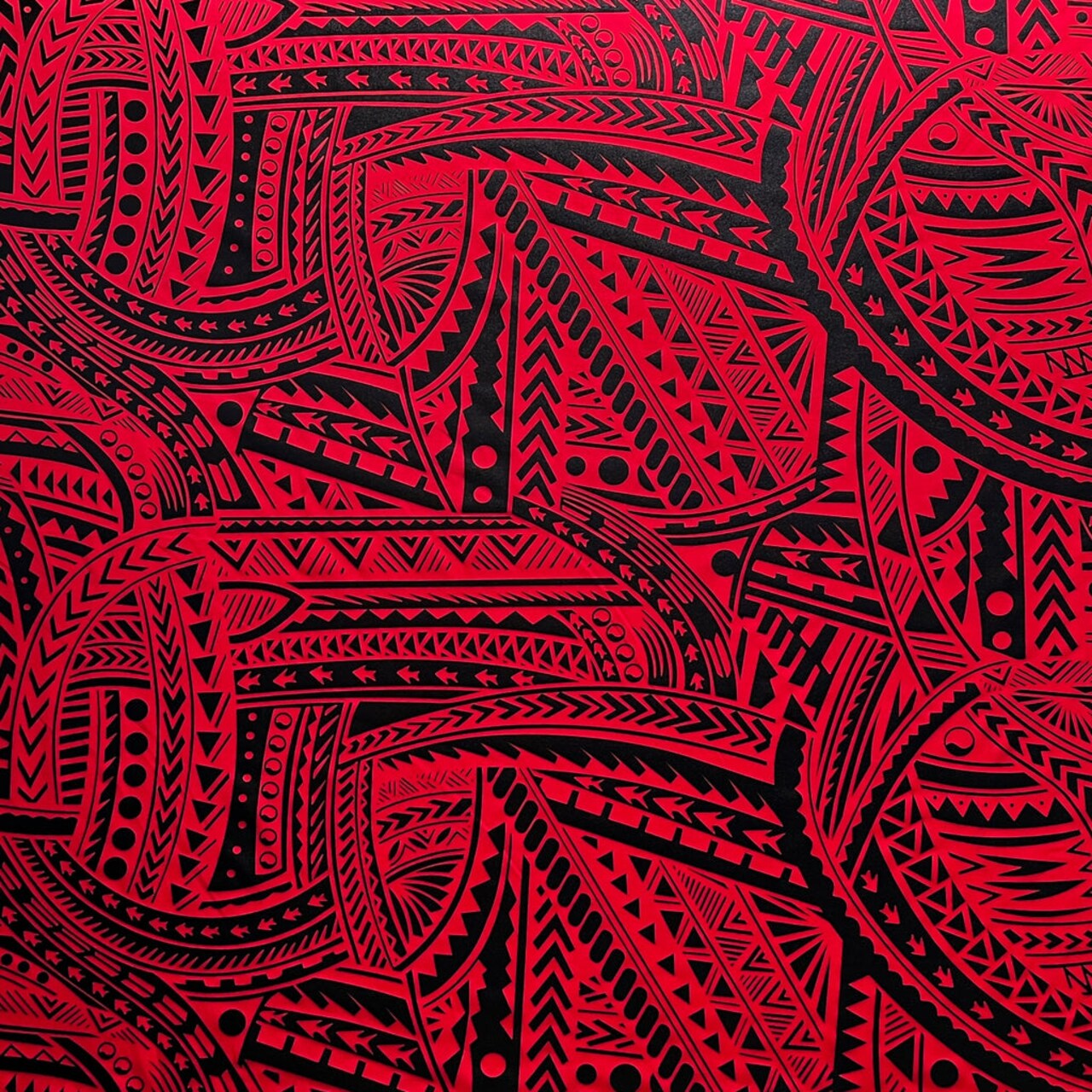 1 Yard Traditional Polynesian Tattoo Foil Fabric Shiny Polyeste 60 Inches Wide